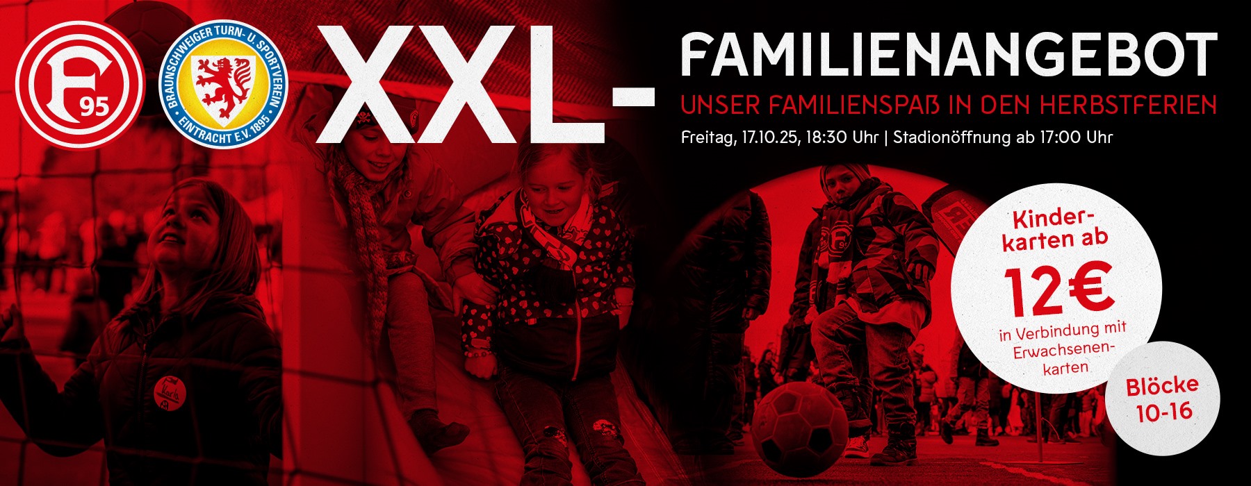 Spielpaarung F95 gegen Braunschweig - XXL-Familienspieltag in den Herbstferien. Spielende Kinder im Hintergrund